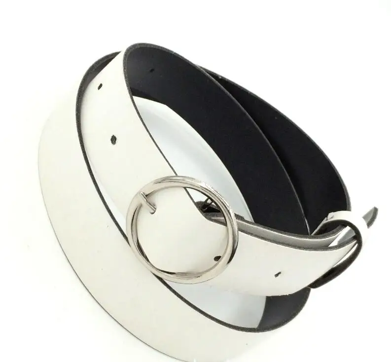 Style 2 WhiteSilver Женский кожаный ремень, новые круглые пряжки, ремни для женщин, для досуга, джинсы, дикие, без шпильки, металлическая пряжка, женский ремень - Цвет: Style 2 WhiteSilver