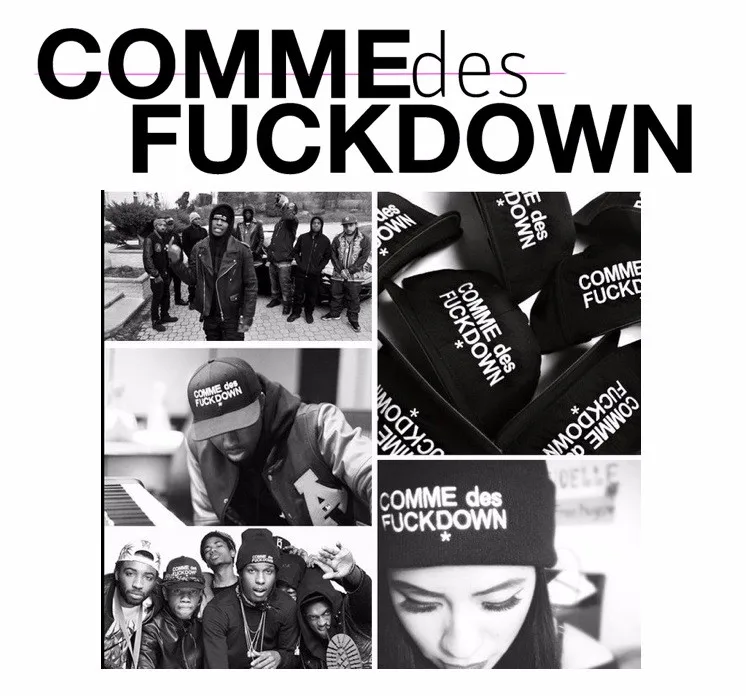 Вязанная шерстяная шапка с надписью comme des fuckdown, настоящая натуральная женская зимняя шапка с косичкой, головной убор для женщин Skullies Beanies, хип-хоп