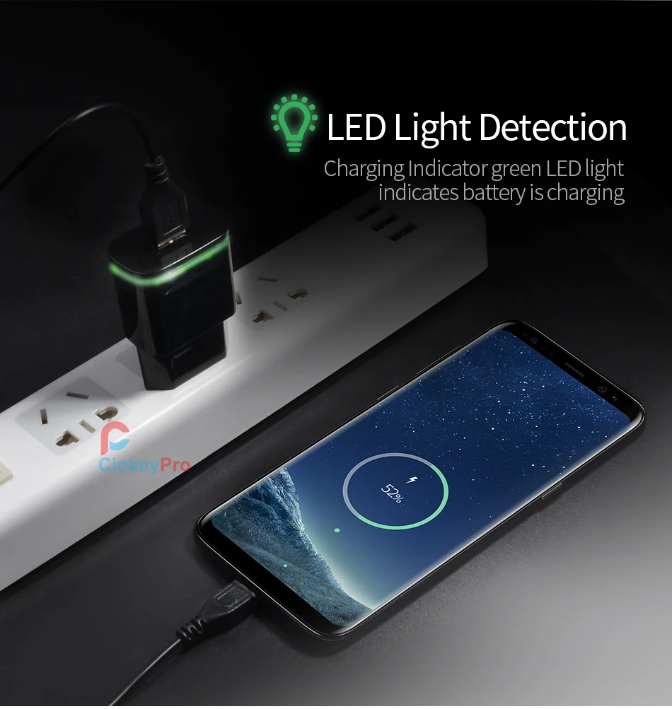CinkeyPro USB зарядное устройство Quick Charge 3,0 Быстрая зарядка светодиодный светильник для samsung iPhone iPad настенный адаптер для мобильного телефона