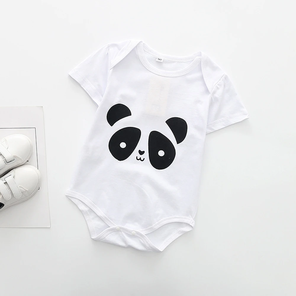 Cotton Baby Clothes Toddler Boy Girl Romper Cartoon Panda And Raindrop Printed Infant Costume Short Sleeve Newborn Jumpsuit | Детская