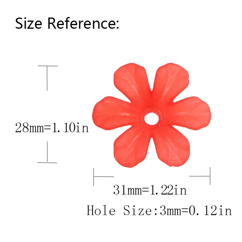 31 мм акриловые цветы красочные Полупрозрачные Матовые Цветочные бусины для