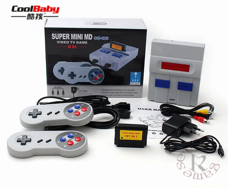 SPUER mini MD16 SG-105 16 бит AV выход Семейные игры ТВ Видео Игровая приставка с бесплатной 167 sega игры можно вставить игры карты