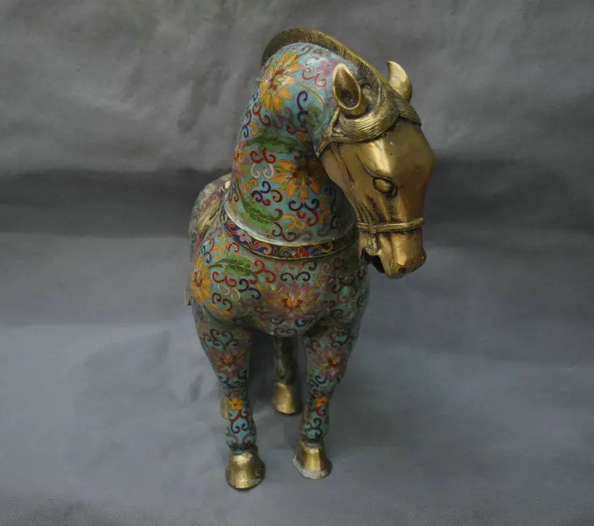 18 &quotКитай Перегородчатые Эмалевого Лошадь Бронзовая Статуя | Дом и сад