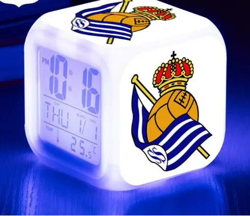 Темный хаки La Liga футбол/футбол светодиодный Будильник Испания Футбольная команда часы reloj despertador цифровые часы 7 цветов Flash reveil игрушки - Цвет: Темный хаки
