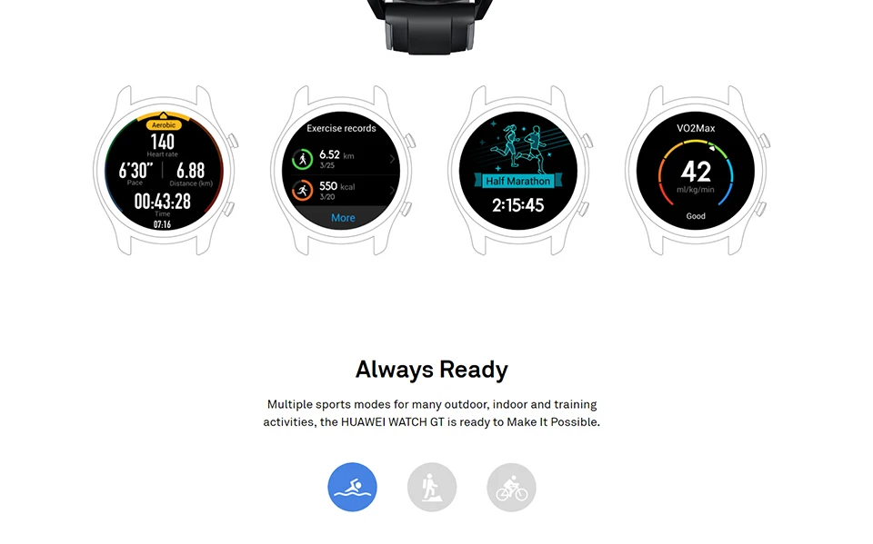 Спортивные Смарт-часы huawei GT, 1,39 дюймов, AMOLED сенсорный экран, мониторинг heartrate BT4.2 BLE gps 5ATM, водонепроницаемые