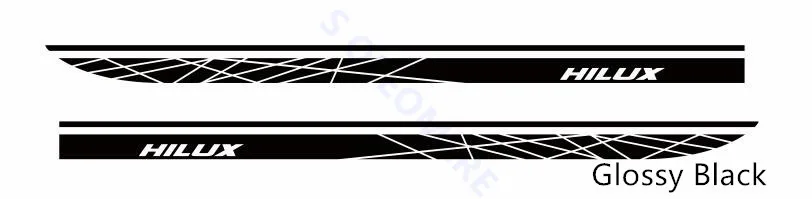 Glossy black Автомобильный Стайлинг, боковая юбка в полоску, гоночная линия, графическая наклейка, авто тело, индивидуальная Наклейка для Toyota Hilux Revo SR5 M70 M80 - Название цвета: Glossy black