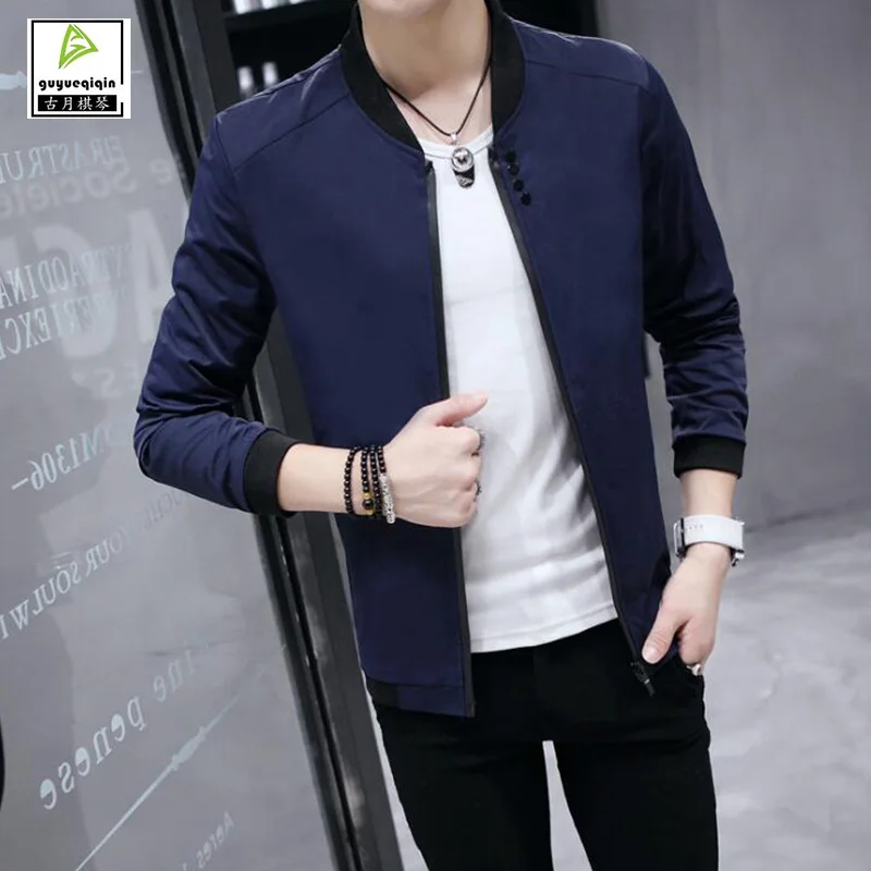 Корейские узкие Демисезонный повседневная куртка Для мужчин Тонкий Стенд