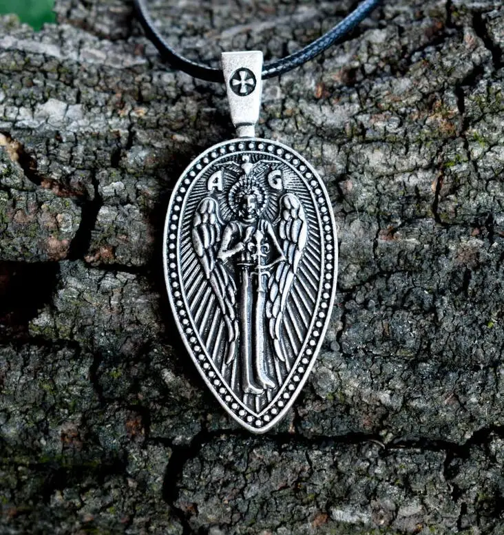 rope chain ARCHANGEL ST GABRIEL ожерелье защита-США-Молитва - Окраска металла: rope chain
