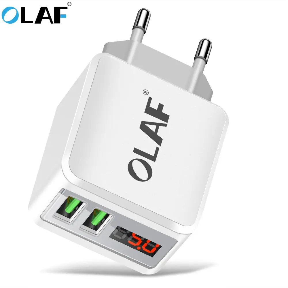Olaf 2 порта USB зарядное устройство для Samsung Xiaomi Huawei светодиодный дисплей умные