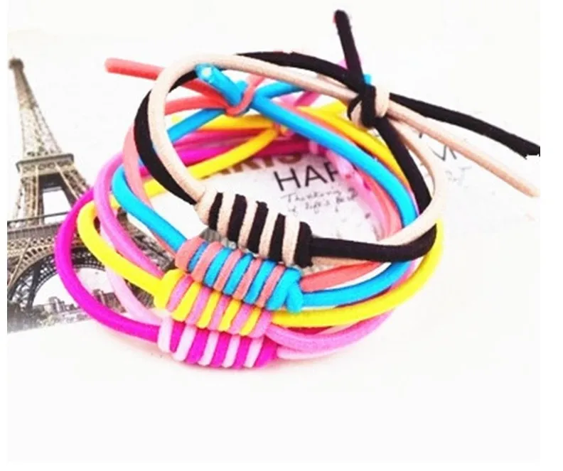 

6 pcs/lot Elastics Rubber Bands Holder Rubber Elastic Accessories Girl Women Tie Gum Scrunchie Candy Color