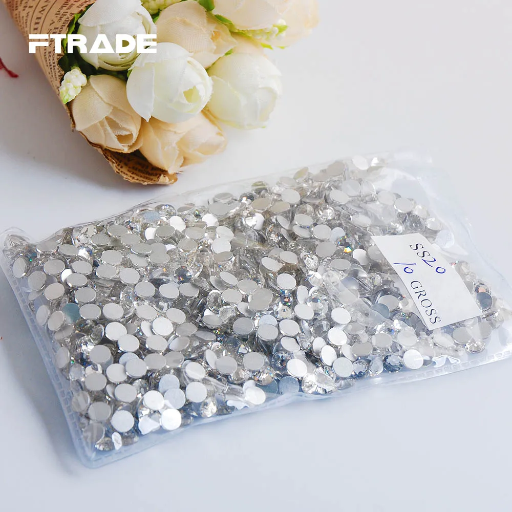 SS20 1440Pcs Все размеры, SS3-SS40, прозрачный кристалл, плоские с оборота, стеклянные ногти, художественные стразы, швейная ткань, одежда, не исправление камней, для украшения своими руками - Цвет: SS20 1440Pcs