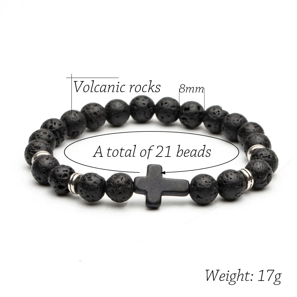 Горячая продажа черный бусина из лавового камня мужские браслеты натурального