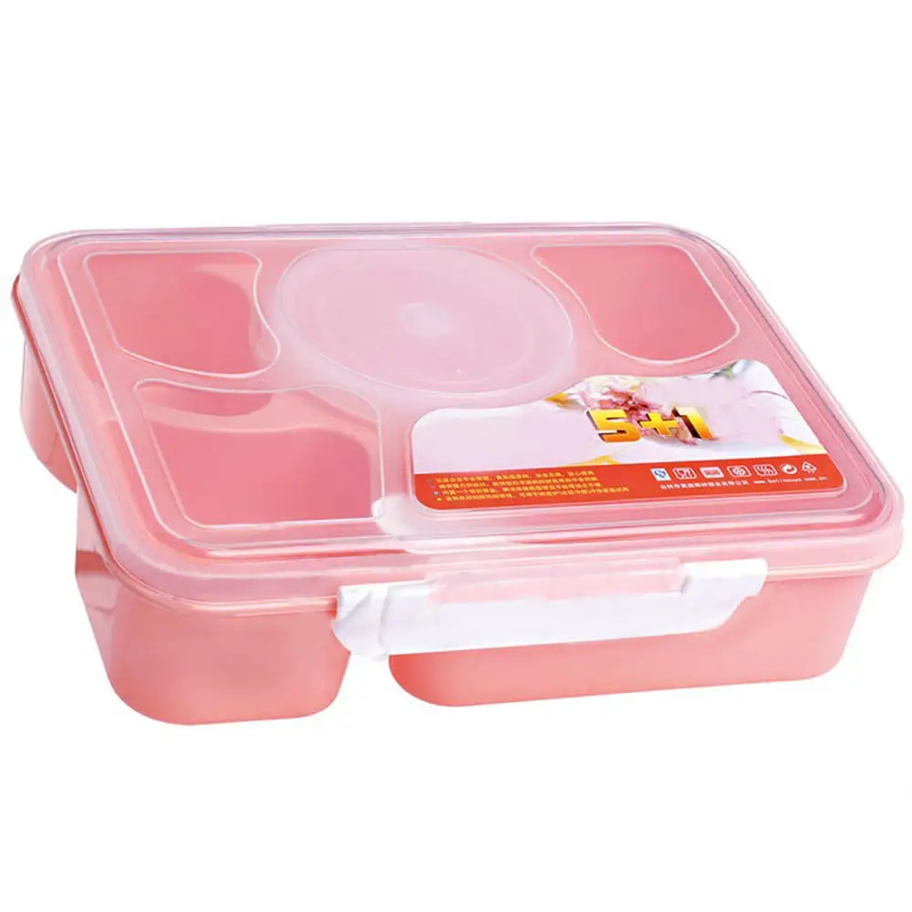 Красный Пластиковый контейнер Bento для обеда, переносная коробка для ланча, контейнер для хранения еды, контейнер для пикника для студентов - Цвет: Красный