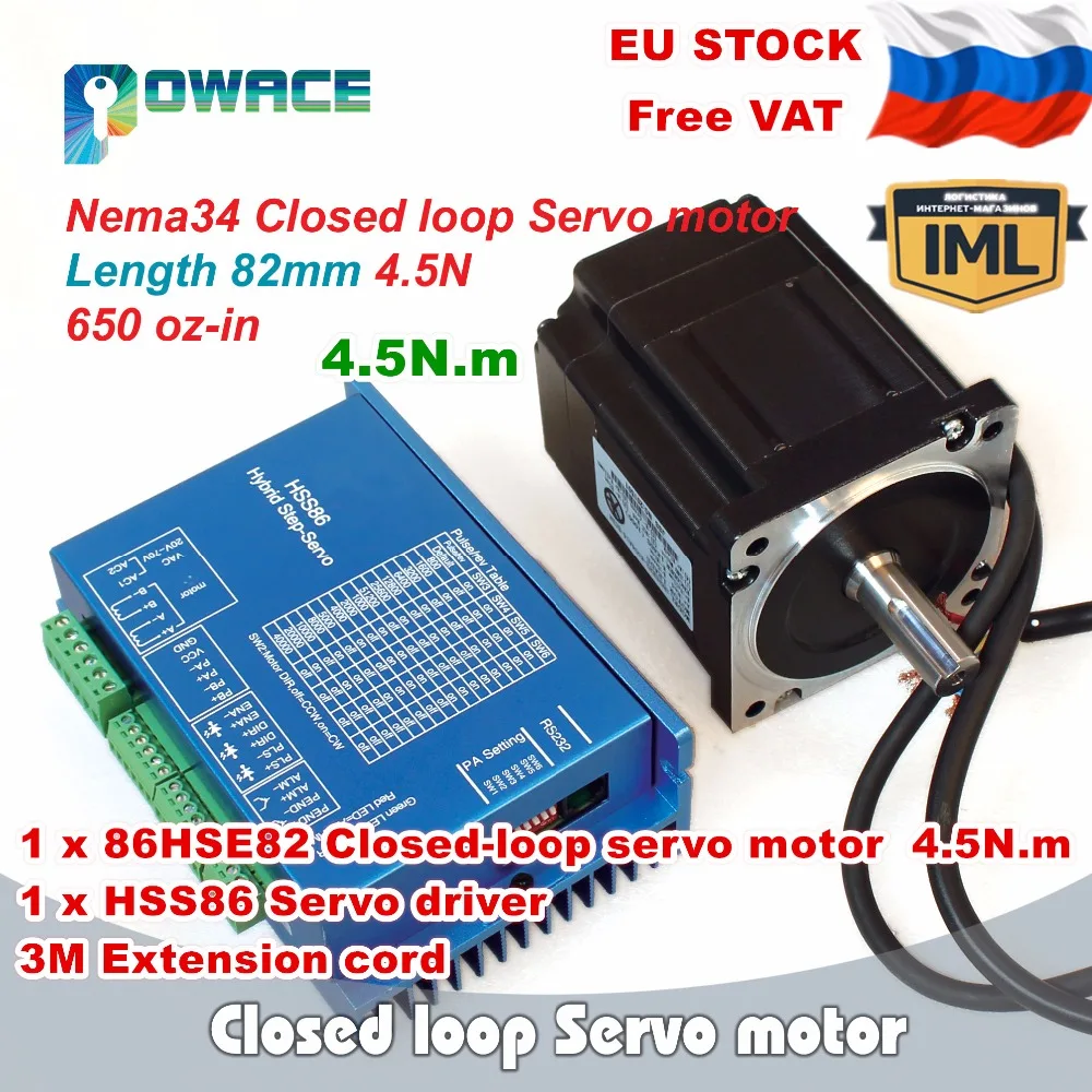 

[RU Delivery] Nema34 4.5N.m Closed Loop Servo Motor 82mm 6A &2HSS86H Hybrid Step-servo Driver CNC Controller Kit 8A