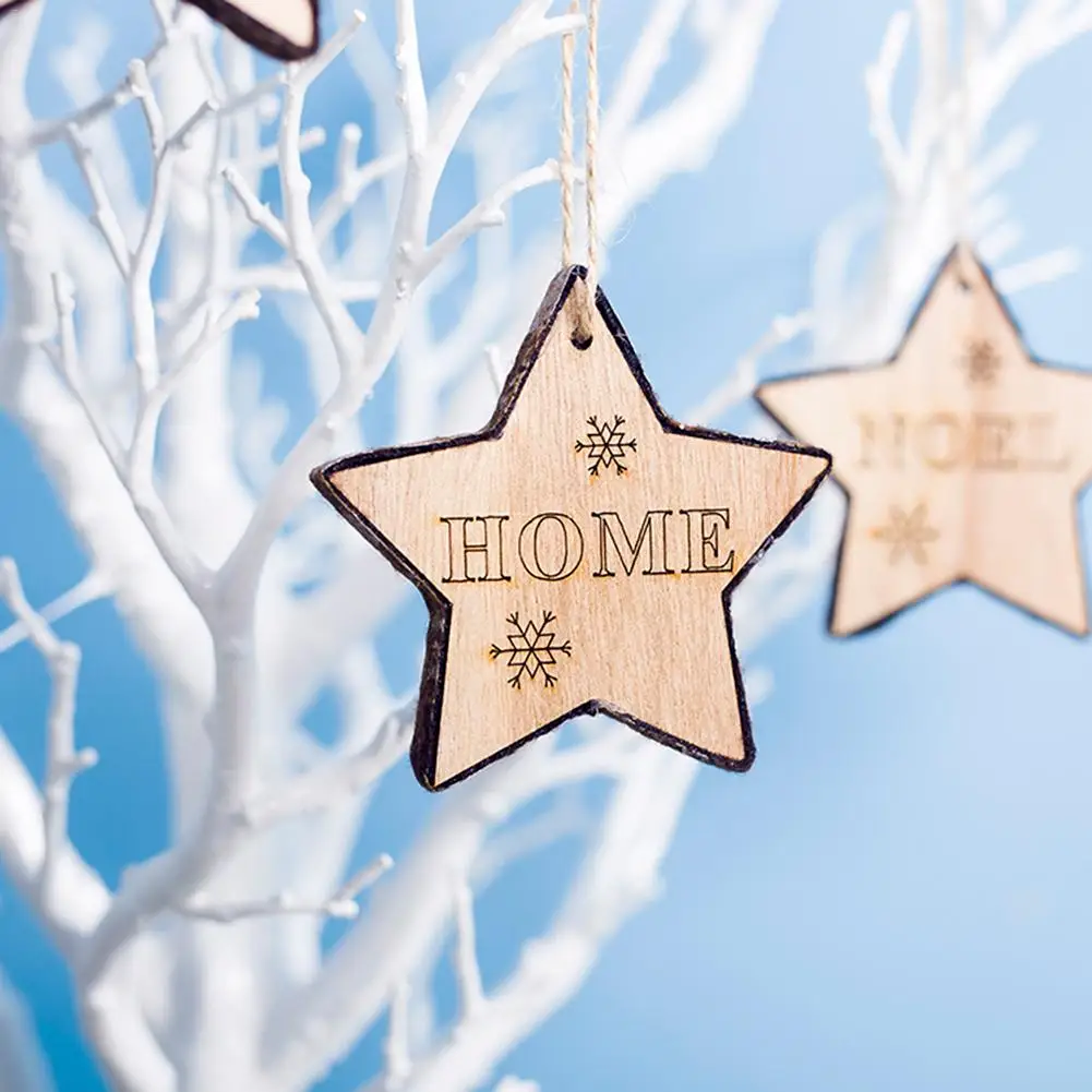 Рождественские деревянные подвески-украшения в виде звезд Рождественская елка