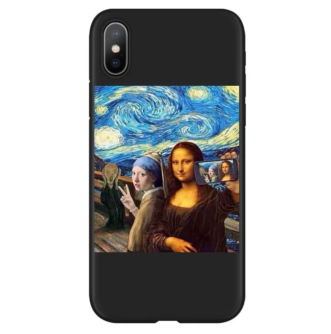 Веселые Чехлы Mona Lisa для iPhone XS XR MAX Ван Гог звездное мягкий чехол телефона X 5 6 6S Plus 7 8