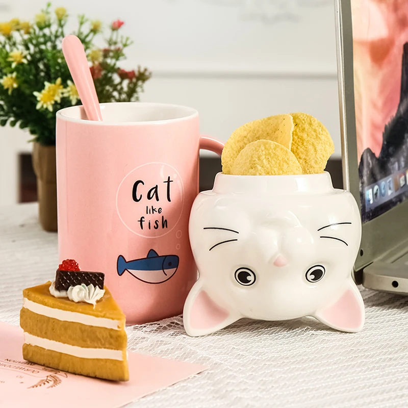 Милый 3D Счастливый мультфильм животных керамическая чашка забавная кошка собака
