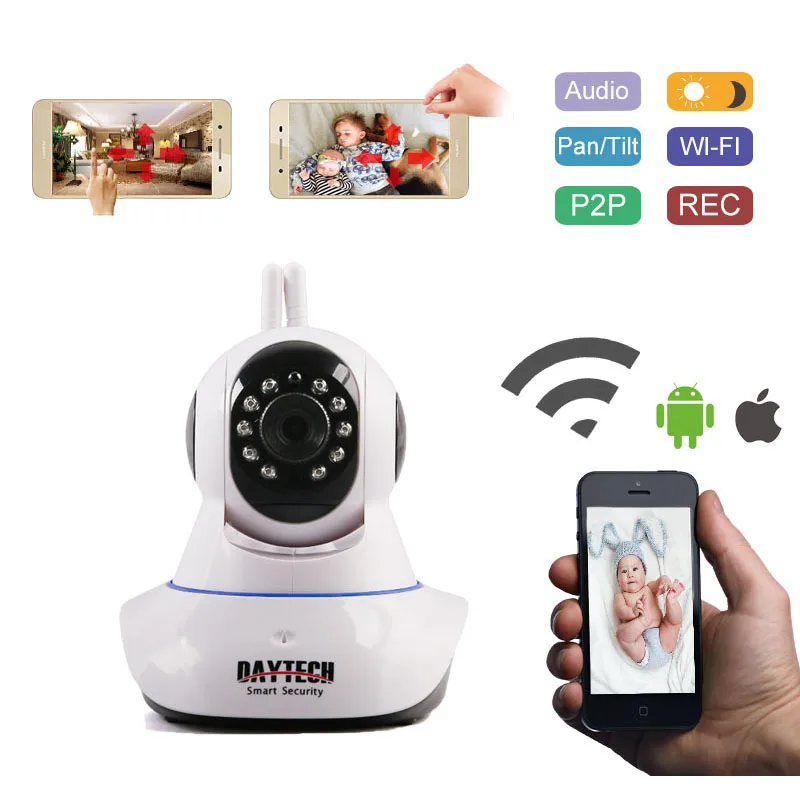 Daytech IP камера Домашняя безопасность WiFi камера Wi-Fi сетевой монитор движения сигнализация P2P ночное видение двухстороннее аудио DT-C101A 1080P