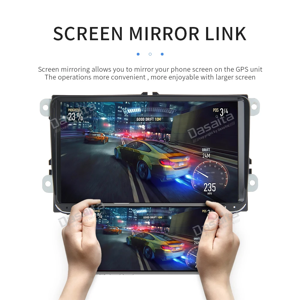 Dasaita Android 9,0 2 din автомобильный радиоприемник для Volkswagen Golf, Volkswagen Polo Passat Tiguan EOS gps с " ips сенсорным экраном 1024*600