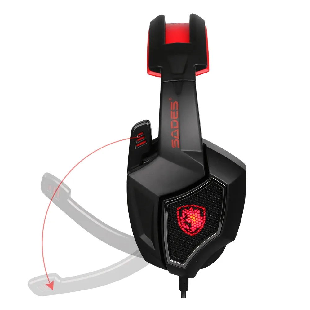 Sades дух волка USB 7 1 Surround Sound Gaming Headset для ПК шумоподавления наушники с микрофоном