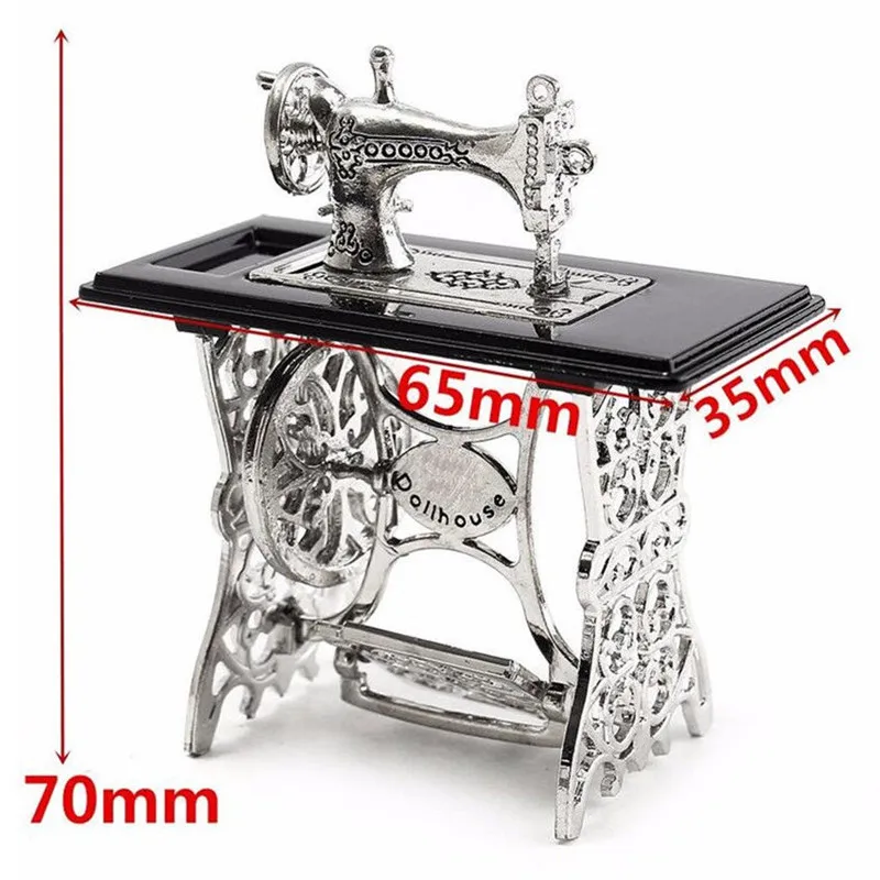 1/12 Dollhouse Miniatures Furniture Vintage Silver Sewing Machine Table Metal | Дом и сад