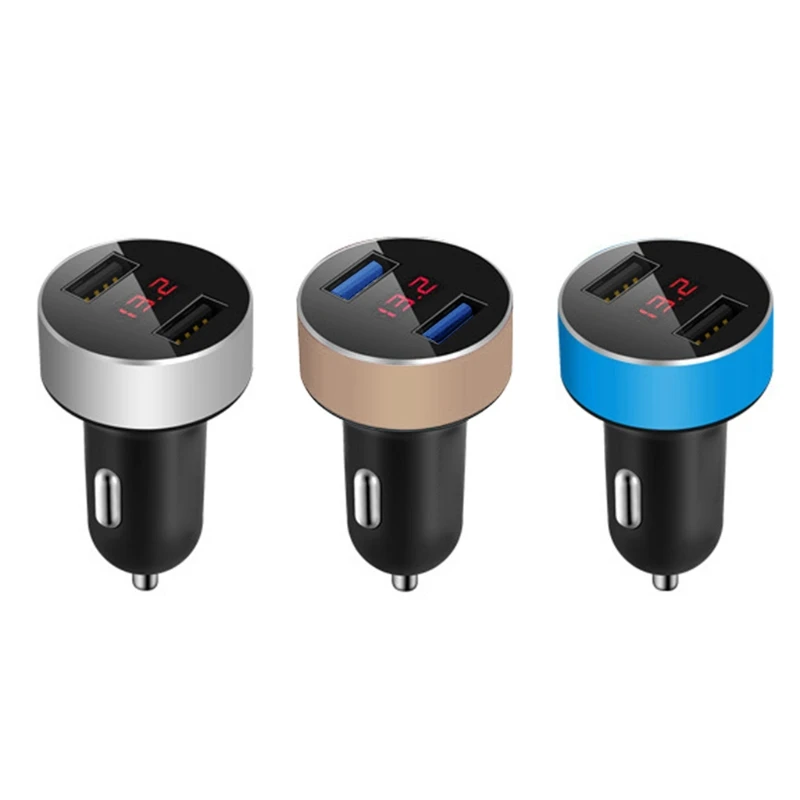 

Universal USB Car Charger Dual USB Port Adapter Charger LED Display Voltmeter Current for Tablet Mobile Phone qyh