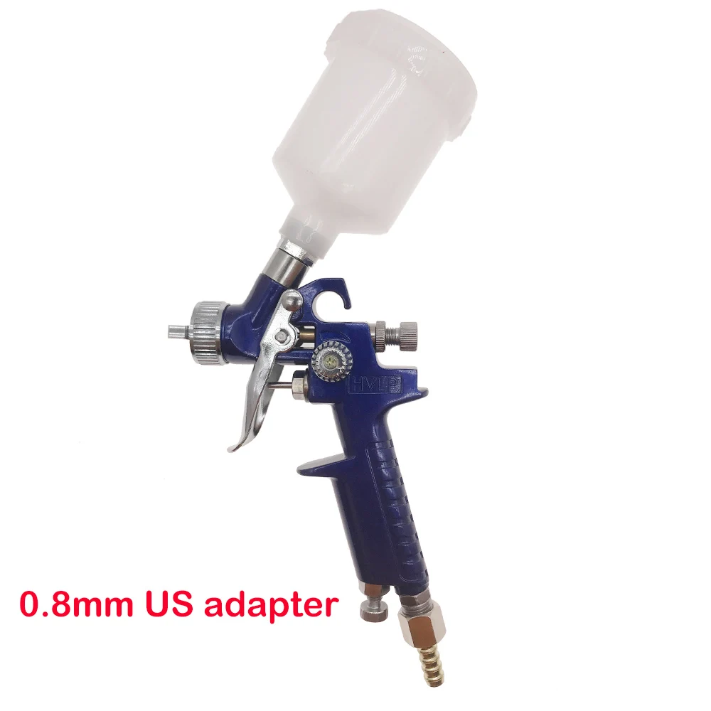 0.8mm US adapter 0,8 мм/1,0 мм сопло H-2000 Профессиональный HVLP распылитель мини воздушные краскопульты Аэрограф для окрашивания автомобиля аэрограф - Цвет: 0.8mm US adapter