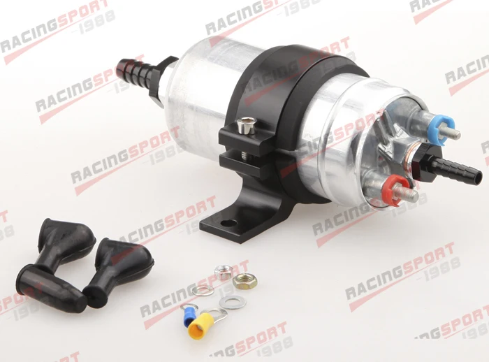 

External Fuel Pump 044 For Bosch+Billet Bracket Black+3/4" Inlet 5/16" Outlet