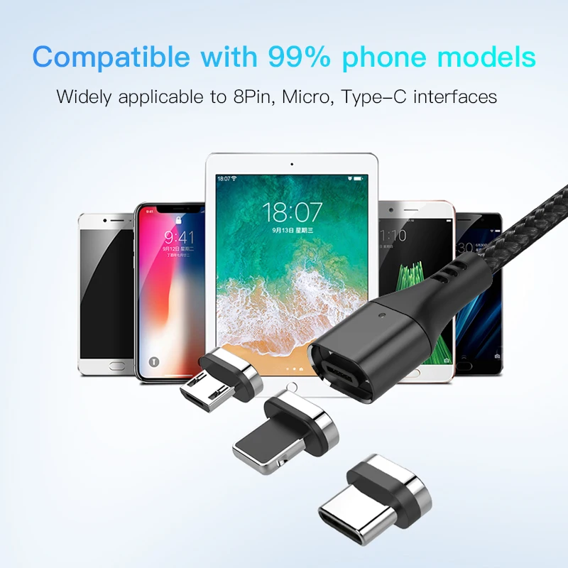 ! ACCEZZ 3A Сверхбыстрый Магнитный зарядный кабель для iphone XS MAX X Micro USB Type C Samsung Huawei Xiaomi