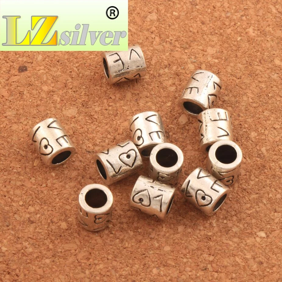 Любовь сердечная трубка металла бусы с большими отверстиями кулоны А 7 8x7 8x9 мм 115