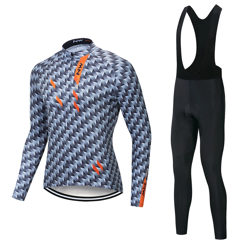 High quality 2019 NW Long Sleeve outdoor Cycling Jersey Bib Pants Set Bicycle Clothes Breathable quick-drying | Спорт и развлечения