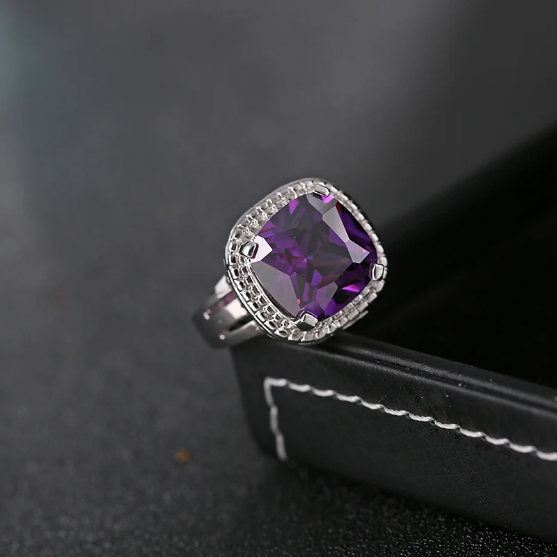 GAOLA New White Gold Color Micro Pave Setting Purple Wedding Ring For Women J0588 | Украшения и аксессуары