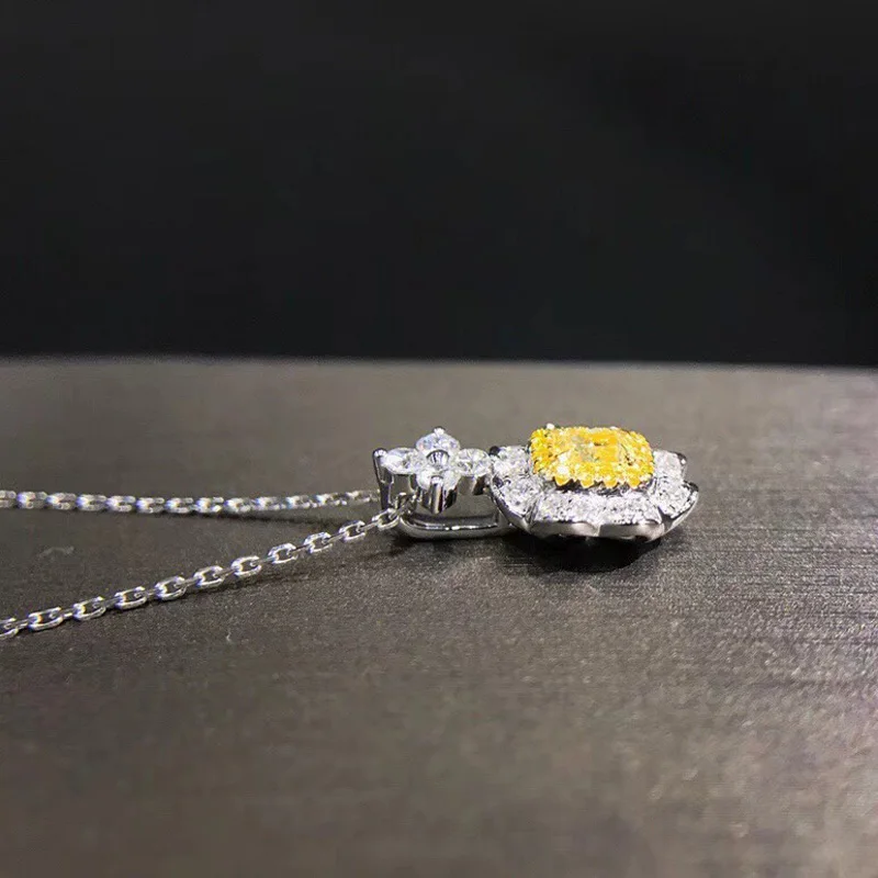 1 карат ct свадебное желтое Moissanite бриллиантовое кольцо подлинное 18K 750 Белое золото