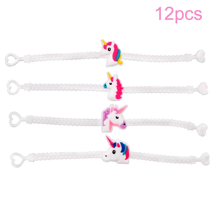 12Pcs Unicorn Bracel Единорог, декор для дня рождения, единорог, Декор, подарок, единорог, вечерние украшения, принадлежности для дня рождения, для мальчиков и девочек, декор для душа, единорог - Цвет: 12Pcs Unicorn Bracel