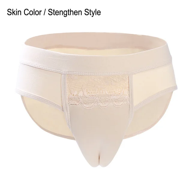 Skin Color Stengthen Мужские скрывающие Gaff Утягивающие трусы Короткие Поддельные вагинальная Подушечка для переодевания транссексуалов - Цвет: Skin Color Stengthen