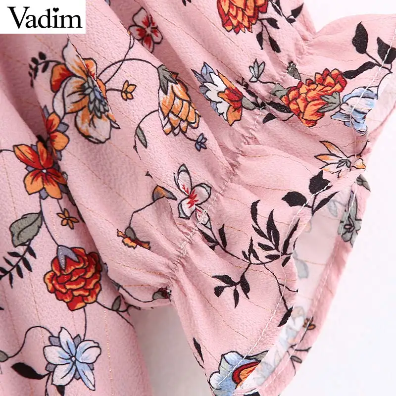 Вадим женское милый цветочный принт мини-платье короткий рукав эластичная