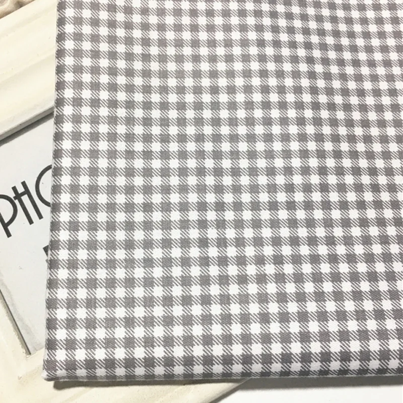 grey check Хлопчатобумажная ткань черный красный серый горошек контрольная ткань для DIY Детская кроватка Подушка Одежда Ремесло домашний декор ручной работы - Цвет: grey check