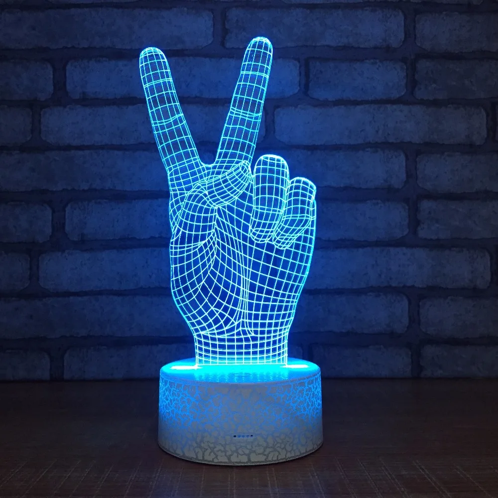 Новинка жесты да Форма 3D настольная лампа 3d ночные светильники LED USB 7 видов цветов