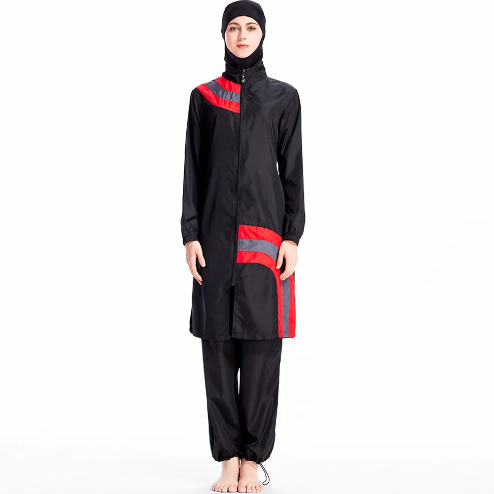 Muslim wear for women swimsuit Middle East swimwear large size zipper thin three-piece conservative beach swim suit | Женская одежда