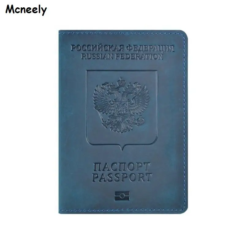 Blue 02 Высокое качество Натуральная кожа Обложка для паспорта для России твердый ID& кредитный держатель для карт в деловом стиле, для паспорта чехол унисекс Дорожный Чехол - Цвет: Blue 02
