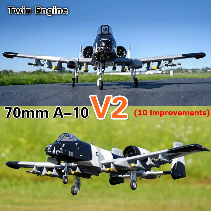 FMS 70 мм Ducted Fan EDF Jet двигатель A10 V2 с двойным двигателем гироскопом 6CH 6S EPO PNP RC модель