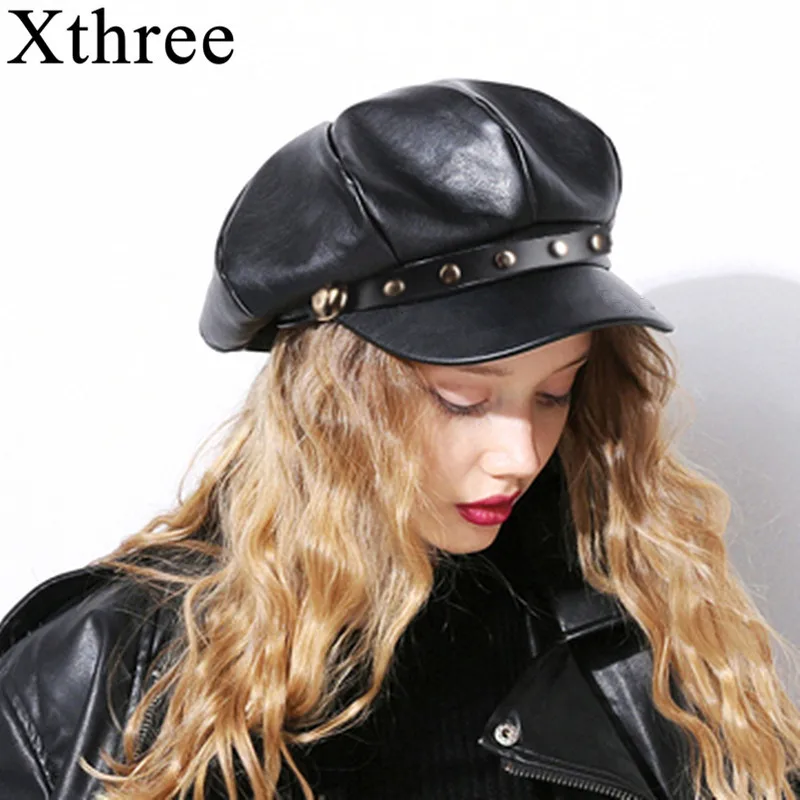Xthree/весенне осенняя женская шапка из искусственной кожи для мужчин кепка
