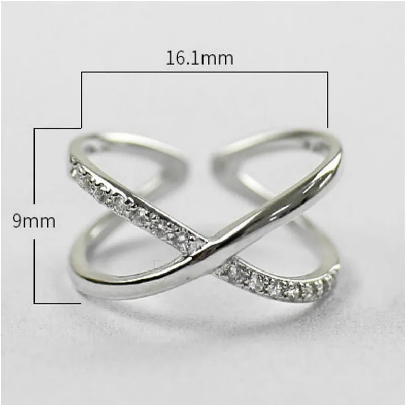 

Flyleaf 925 Sterling Silver Rings For Women Personality Zircon X Shape High Quality Femme Fashion Fine Jewelry Simple Open Ring