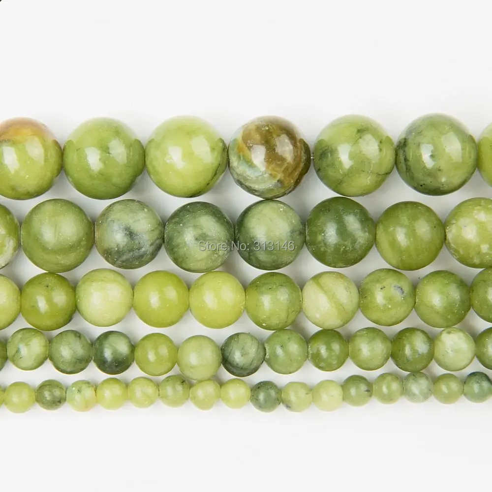 Круглые бусины из нефрита оливково-зеленого цвета для поделки бисера браслета и