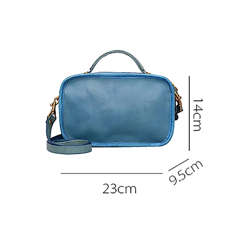 

EUMOAN Retro literary handmade leather small square bag casual shoulder bag soft small bag hundred crossbody bag