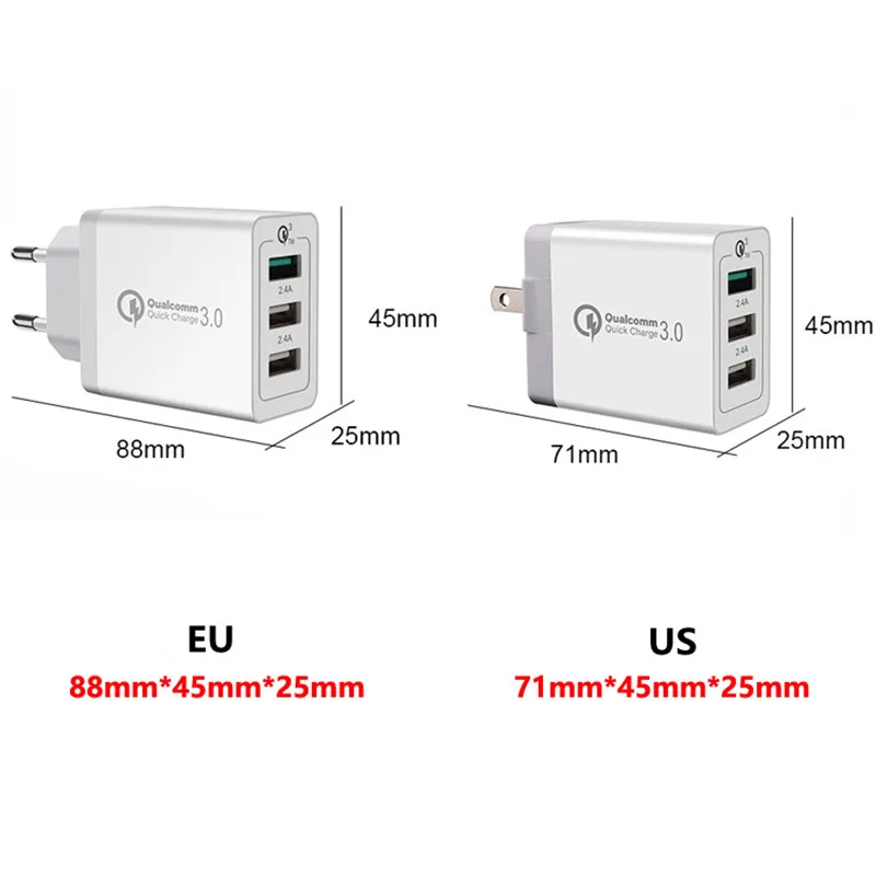 Быстрое зарядное устройство QC 3 0 5 В А USB для iphone X 7 8 XSMAX ast с вилкой Стандарта