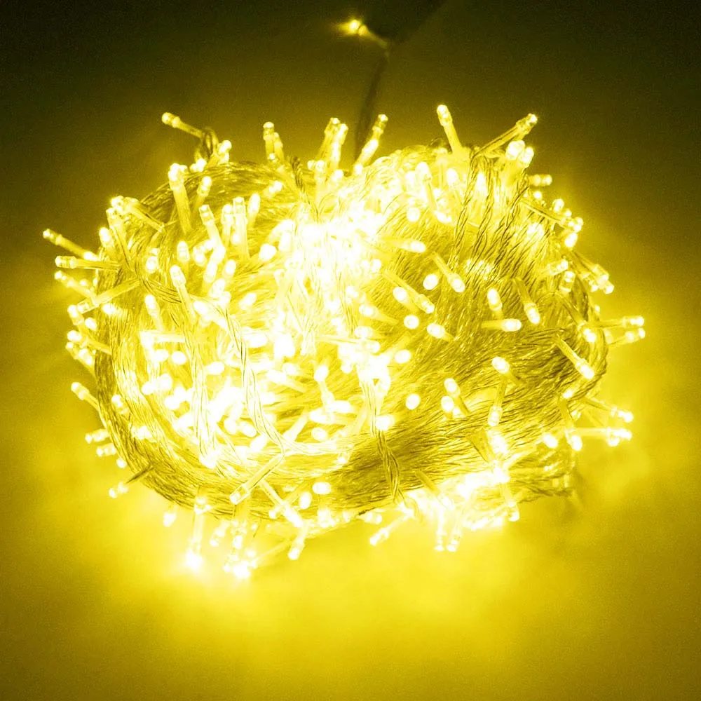 20-100 м светодиодная гирлянда переменного тока, водонепроницаемый 200-800Leds 220 В/110 В, вечерние украшения для сада, праздника, дома, цветочного дерева, JQ - Испускаемый цвет: Цвет: желтый