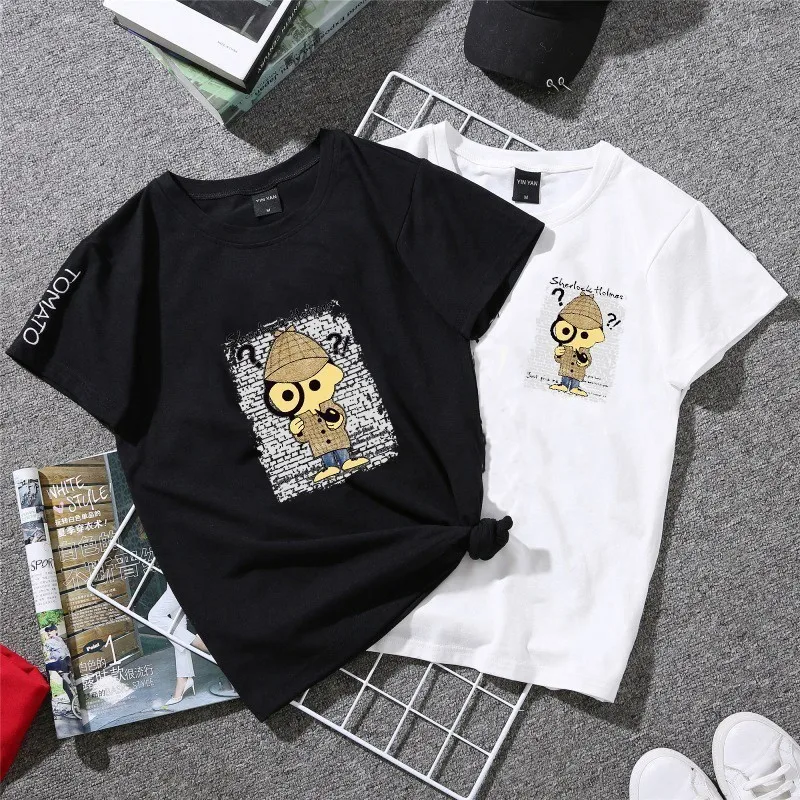 Женская одежда Холмс детектив мальчик Железный на переводе Печать Цветок Патчи