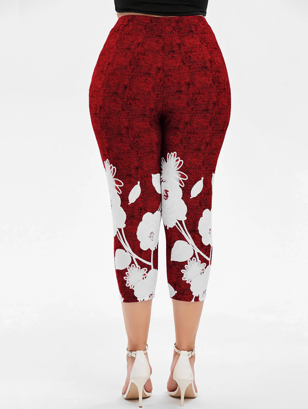 Женские леггинсы большого размера с высокой талией и принтом Капри обтягивающие