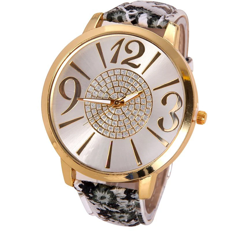 Часы Gnova Платиновые с большим цветком и цифрами тайные садовые для девушек модные